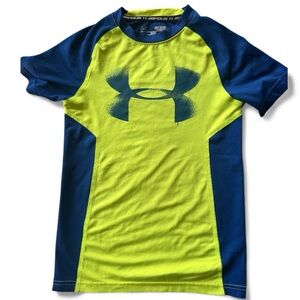 Under Armour Heat Gear Kids Swim Shirt - Blue and Yellow Sz S